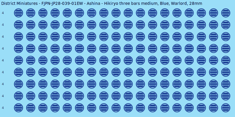 Ashina clan mon, Blue waterslide decal sheet, Warlord banner sizes, 28mm