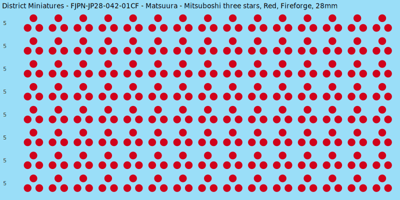 Matsuura clan mon, Red waterslide decal sheet, Fireforge banner sizes, 28mm