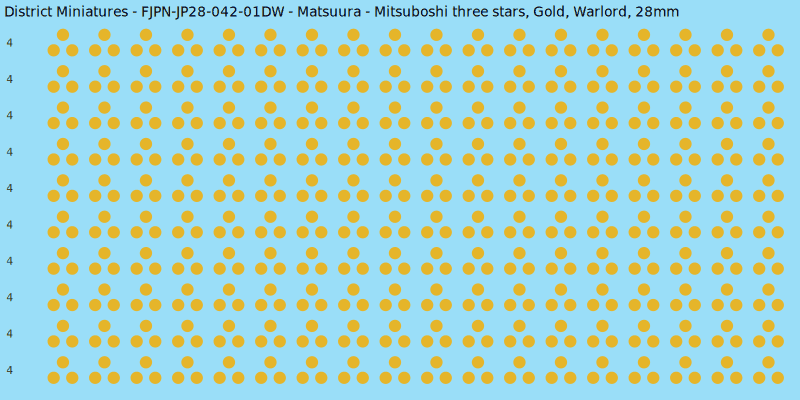 Matsuura clan mon, Yellow/Gold waterslide decal sheet, Warlord banner sizes, 28mm