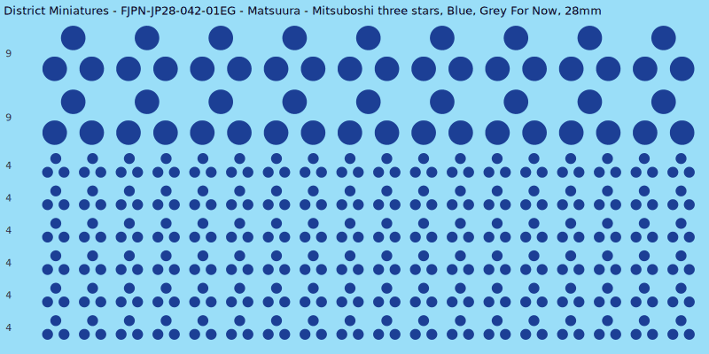 Matsuura clan mon, Blue waterslide decal sheet, Grey For Now banner sizes, 28mm
