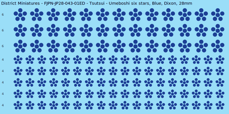 Tsutsui clan mon, Blue waterslide decal sheet, Dixon banner sizes, 28mm