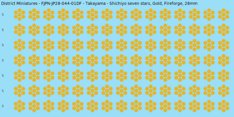 Takayama clan mon, Yellow/Gold waterslide decal sheet, Fireforge banner sizes, 28mm