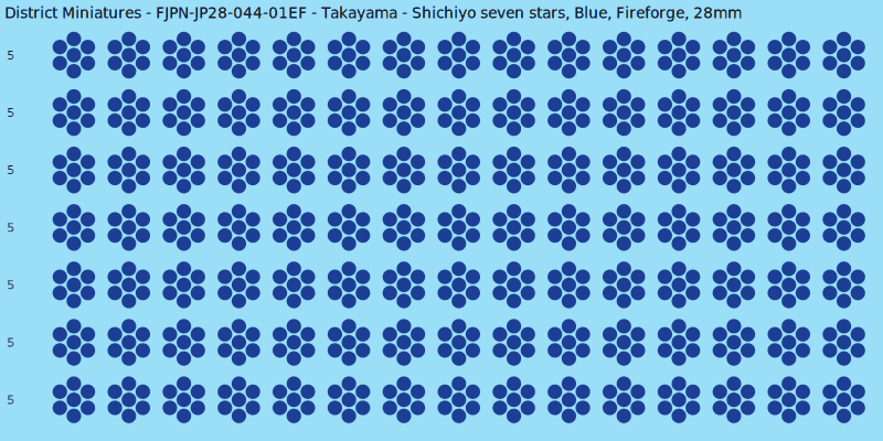 Takayama clan mon, Blue waterslide decal sheet, Fireforge banner sizes, 28mm