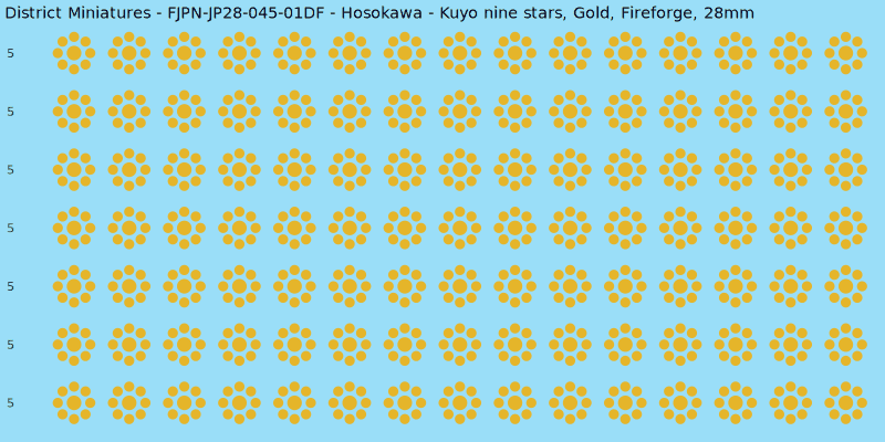 Hosokawa clan mon, Yellow/Gold waterslide decal sheet, Fireforge banner sizes, 28mm