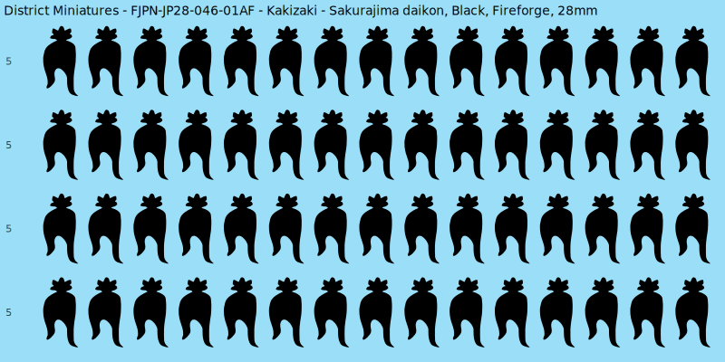 Kakizaki clan mon, Black waterslide decal sheet, Fireforge banner sizes, 28mm