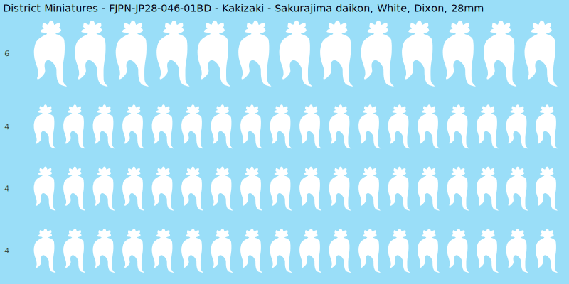 Kakizaki clan mon, White waterslide decal sheet, Dixon banner sizes, 28mm