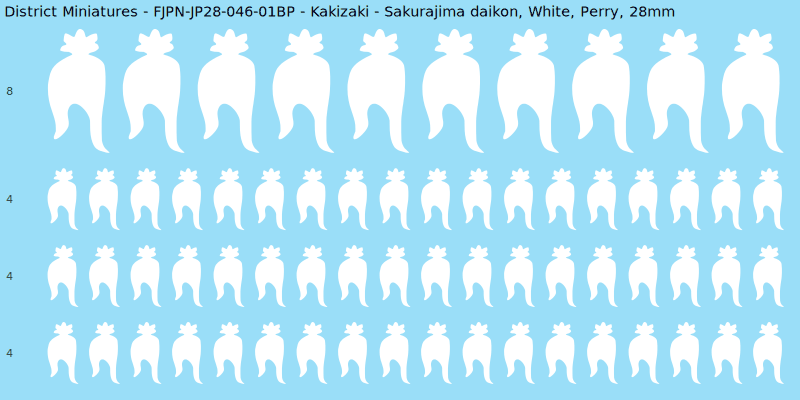 Kakizaki clan mon, White waterslide decal sheet, Perry banner sizes, 28mm