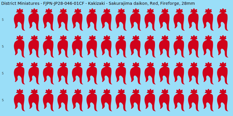 Kakizaki clan mon, Red waterslide decal sheet, Fireforge banner sizes, 28mm