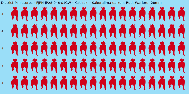 Kakizaki clan mon, Red waterslide decal sheet, Warlord banner sizes, 28mm