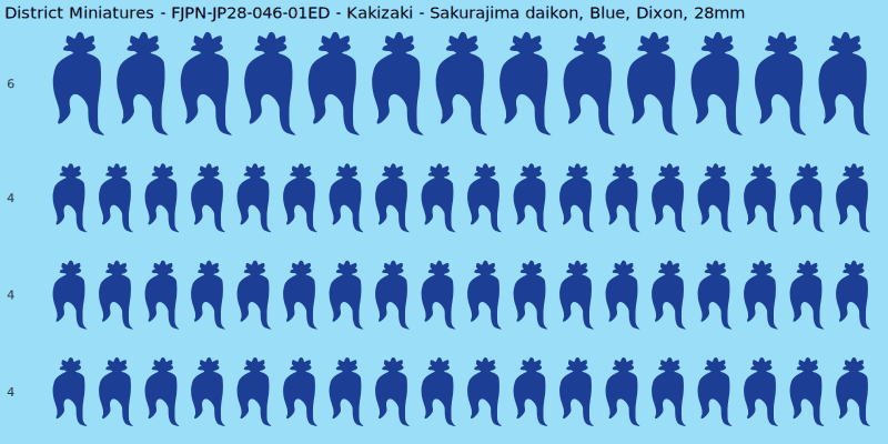 Kakizaki clan mon, Blue waterslide decal sheet, Dixon banner sizes, 28mm