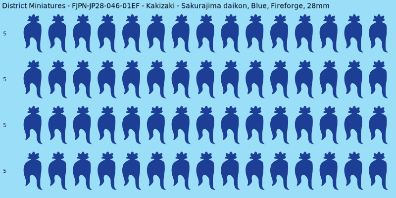 Kakizaki clan mon, Blue waterslide decal sheet, Fireforge banner sizes, 28mm