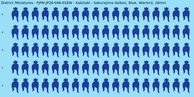 Kakizaki clan mon, Blue waterslide decal sheet, Warlord banner sizes, 28mm