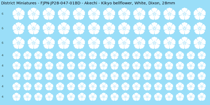 Akechi clan mon, White waterslide decal sheet, Dixon banner sizes, 28mm