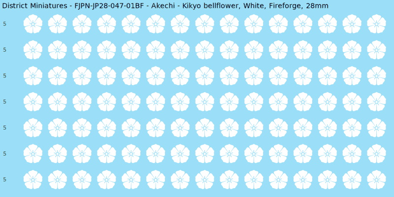Akechi clan mon, White waterslide decal sheet, Fireforge banner sizes, 28mm