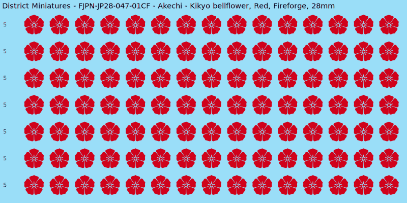 Akechi clan mon, Red waterslide decal sheet, Fireforge banner sizes, 28mm
