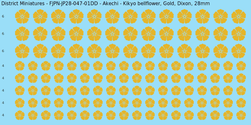 Akechi clan mon, Yellow/Gold waterslide decal sheet, Dixon banner sizes, 28mm