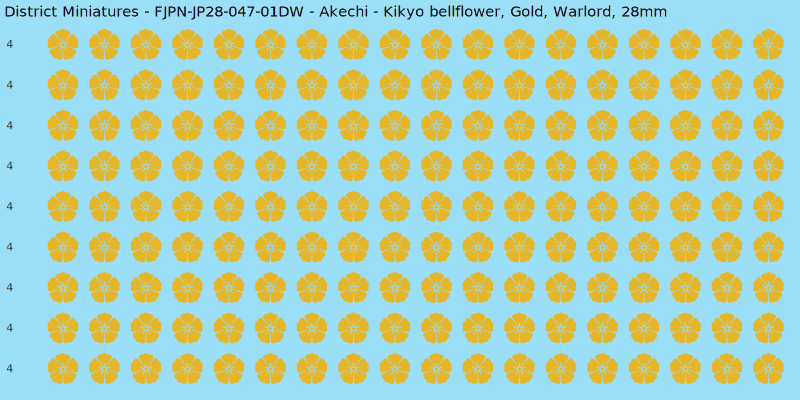 Akechi clan mon, Yellow/Gold waterslide decal sheet, Warlord banner sizes, 28mm