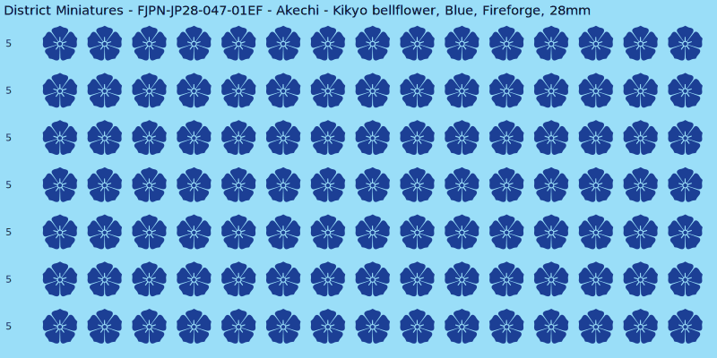 Akechi clan mon, Blue waterslide decal sheet, Fireforge banner sizes, 28mm