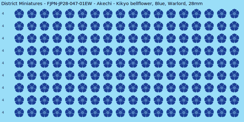 Akechi clan mon, Blue waterslide decal sheet, Warlord banner sizes, 28mm