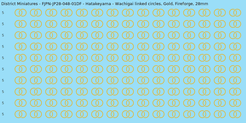 Hatakeyama clan mon, Yellow/Gold waterslide decal sheet, Fireforge banner sizes, 28mm