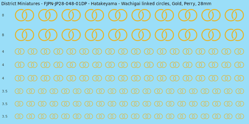 Hatakeyama clan mon, Yellow/Gold waterslide decal sheet, Perry banner sizes, 28mm