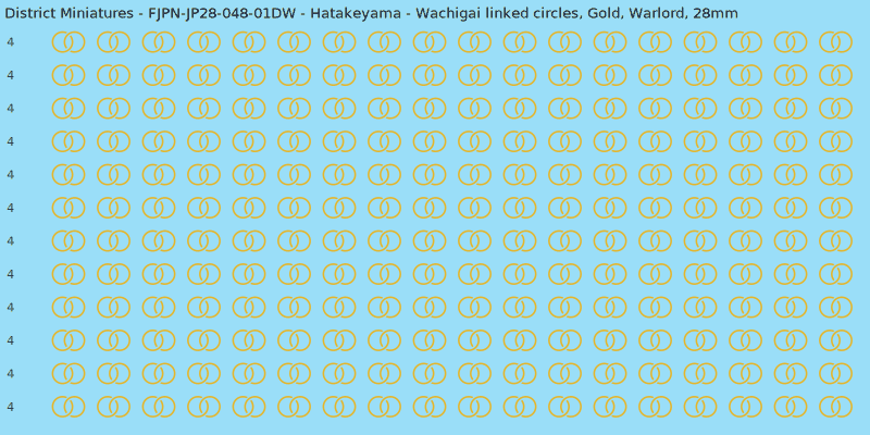 Hatakeyama clan mon, Yellow/Gold waterslide decal sheet, Warlord banner sizes, 28mm