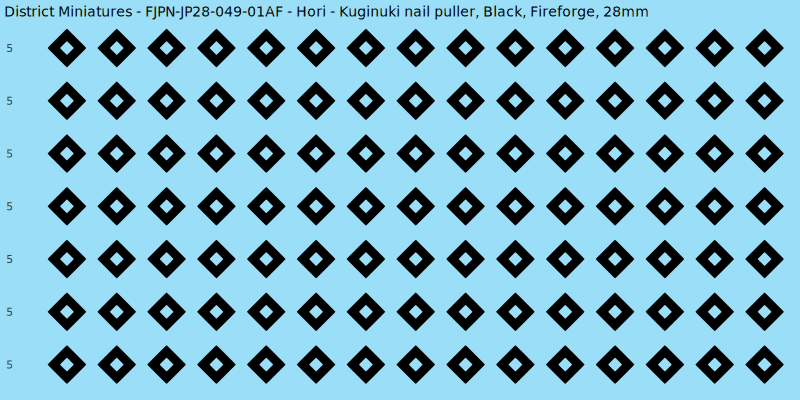Hori clan mon, Black waterslide decal sheet, Fireforge banner sizes, 28mm