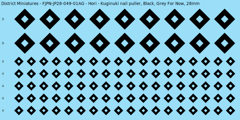 Hori clan mon, Black waterslide decal sheet, Grey For Now banner sizes, 28mm