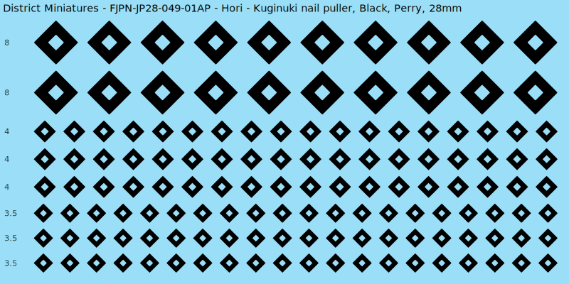 Hori clan mon, Black waterslide decal sheet, Perry banner sizes, 28mm