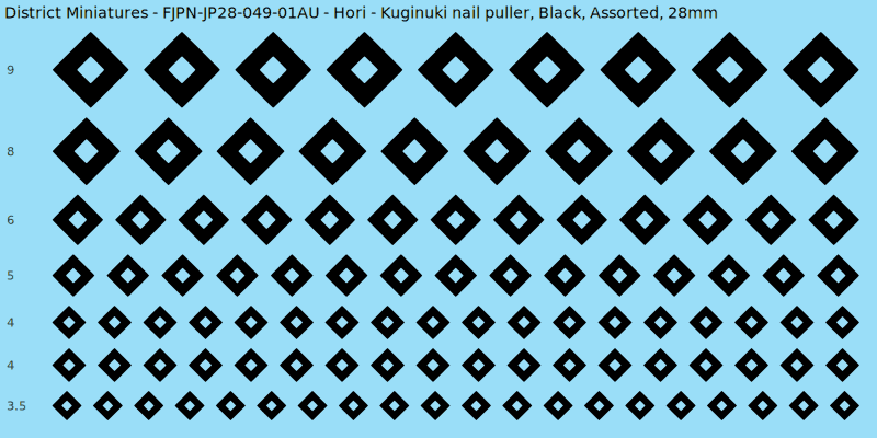 Hori clan mon, Kuginuki nail puller, Black waterslide decal sheet, 28mm