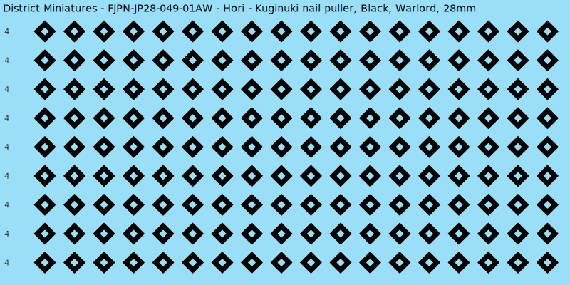 Hori clan mon, Black waterslide decal sheet, Warlord banner sizes, 28mm