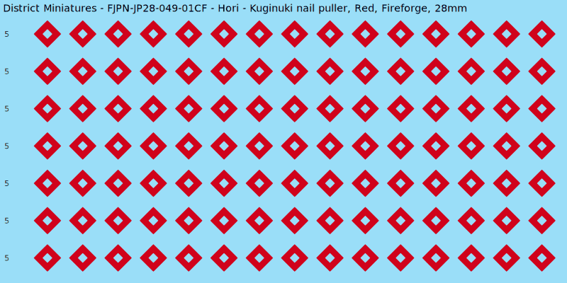 Hori clan mon, Red waterslide decal sheet, Fireforge banner sizes, 28mm