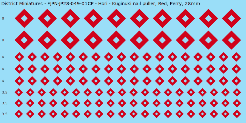 Hori clan mon, Red waterslide decal sheet, Perry banner sizes, 28mm