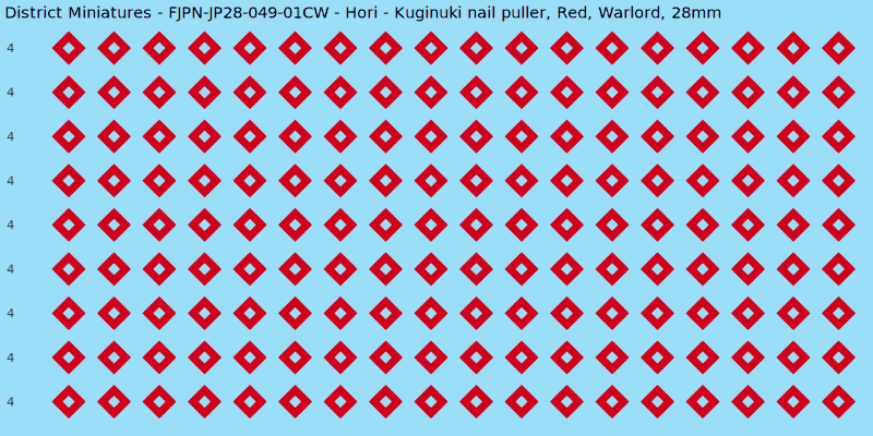 Hori clan mon, Red waterslide decal sheet, Warlord banner sizes, 28mm
