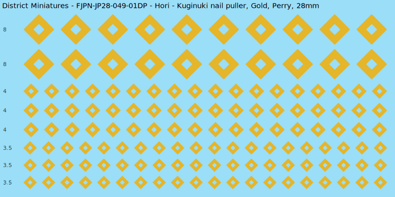 Hori clan mon, Yellow/Gold waterslide decal sheet, Perry banner sizes, 28mm