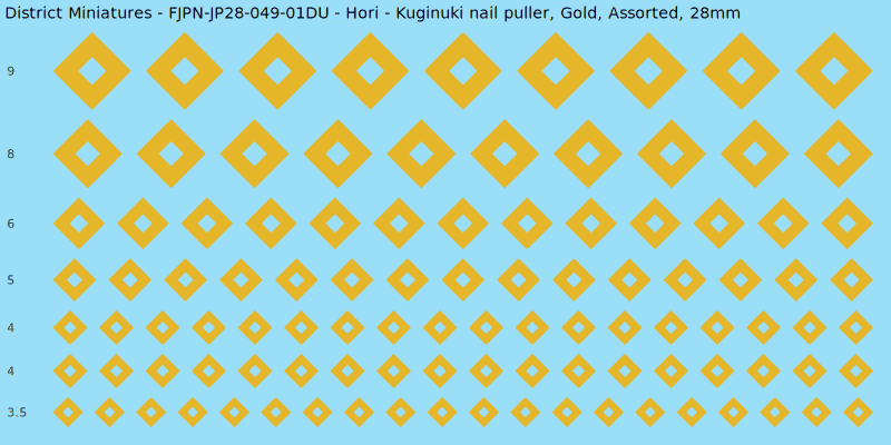 Hori clan mon, Kuginuki nail puller, Gold waterslide decal sheet, 28mm