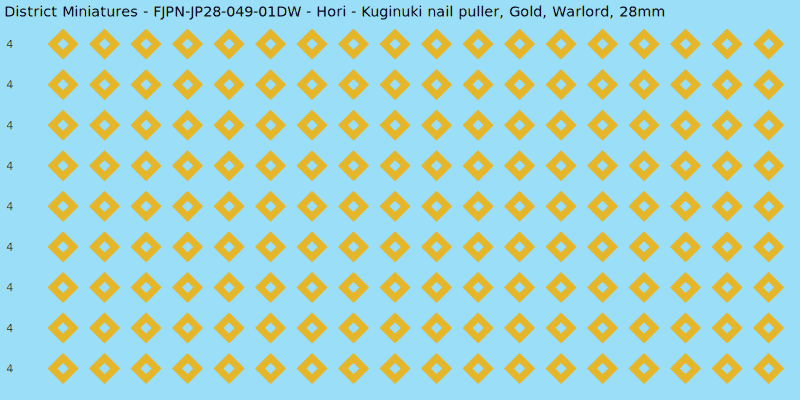 Hori clan mon, Yellow/Gold waterslide decal sheet, Warlord banner sizes, 28mm