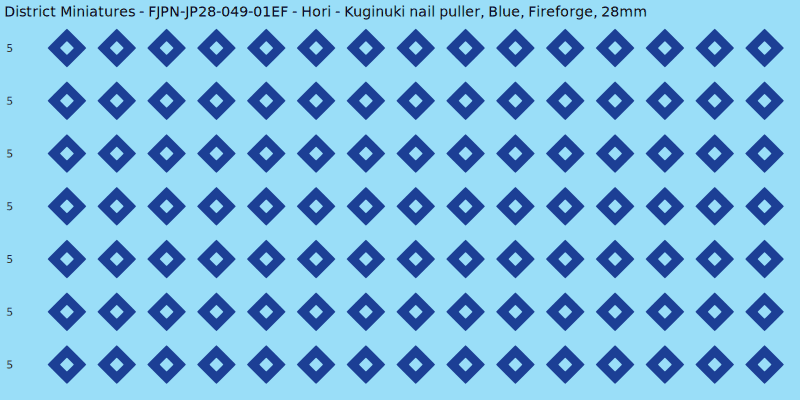 Hori clan mon, Blue waterslide decal sheet, Fireforge banner sizes, 28mm