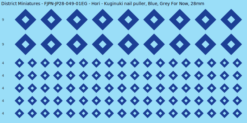 Hori clan mon, Blue waterslide decal sheet, Grey For Now banner sizes, 28mm