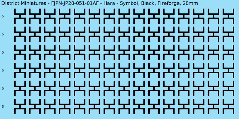 Hara clan mon, Black waterslide decal sheet, Fireforge banner sizes, 28mm