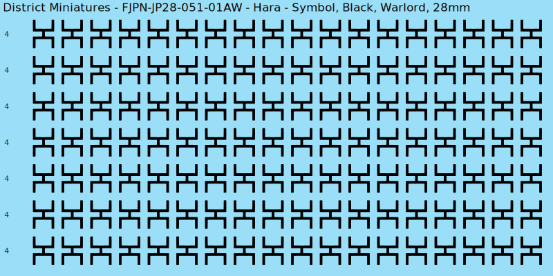 Hara clan mon, Black waterslide decal sheet, Warlord banner sizes, 28mm
