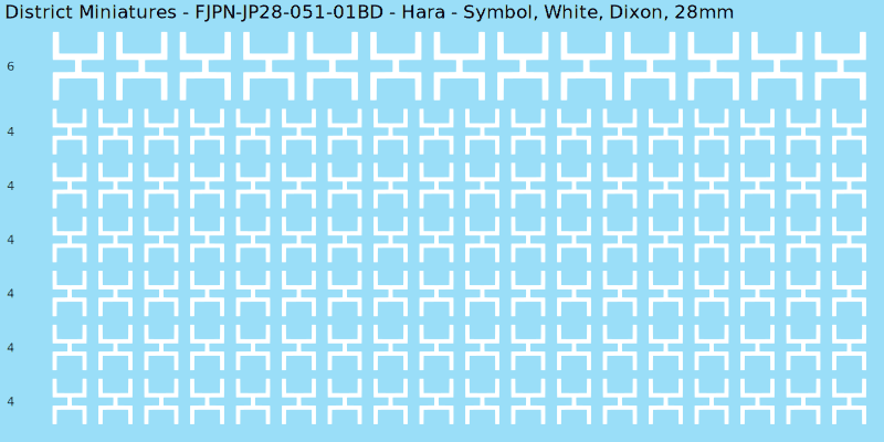 Hara clan mon, White waterslide decal sheet, Dixon banner sizes, 28mm