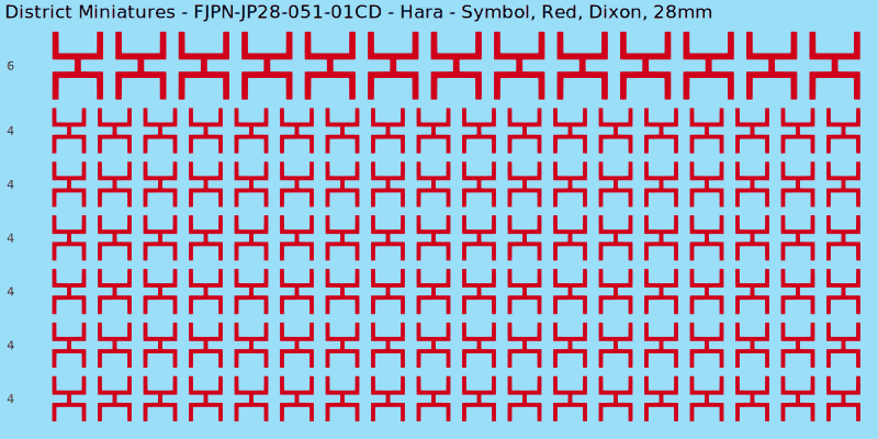 Hara clan mon, Red waterslide decal sheet, Dixon banner sizes, 28mm