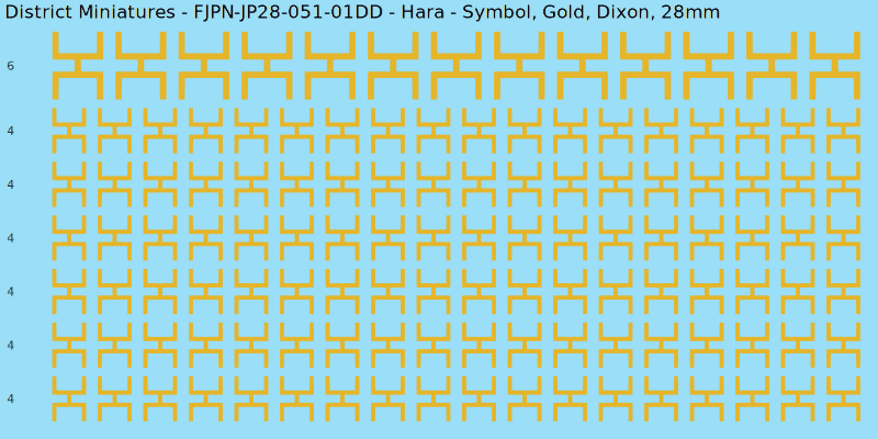 Hara clan mon, Yellow/Gold waterslide decal sheet, Dixon banner sizes, 28mm
