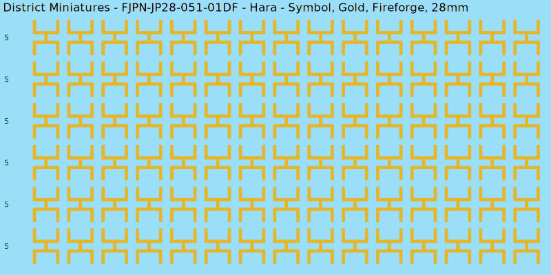 Hara clan mon, Yellow/Gold waterslide decal sheet, Fireforge banner sizes, 28mm