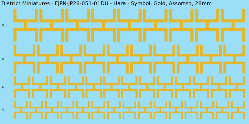 Hara clan mon, Symbol, Gold waterslide decal sheet, 28mm