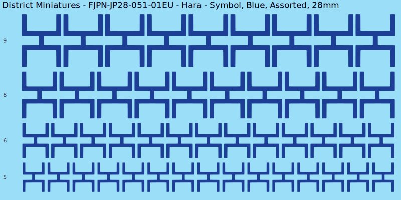 Hara clan mon, Symbol, Blue waterslide decal sheet, 28mm