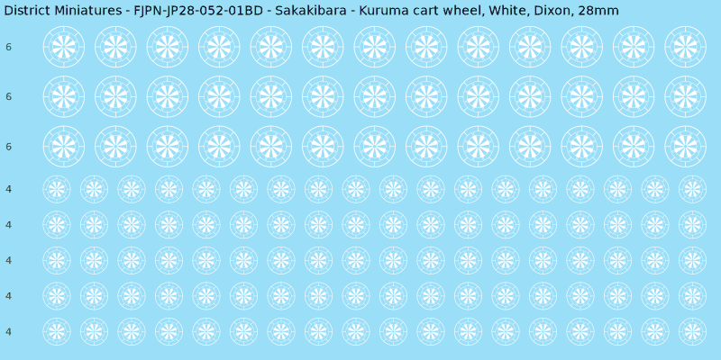 Sakakibara clan mon, White waterslide decal sheet, Dixon banner sizes, 28mm