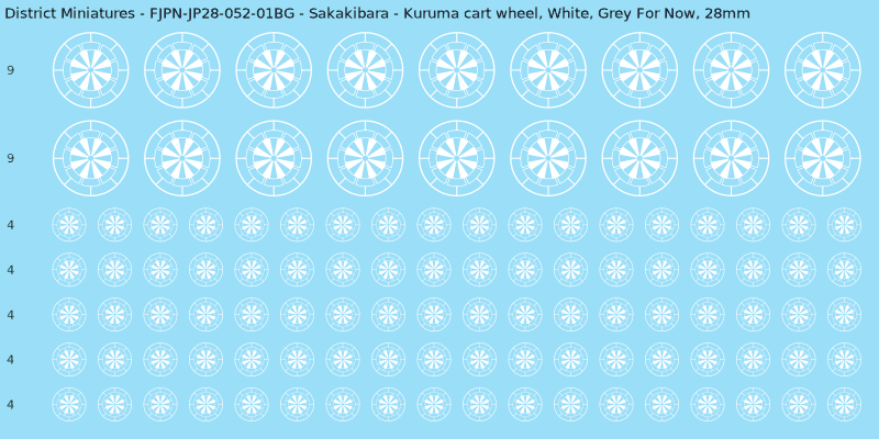 Sakakibara clan mon, White waterslide decal sheet, Grey For Now banner sizes, 28mm