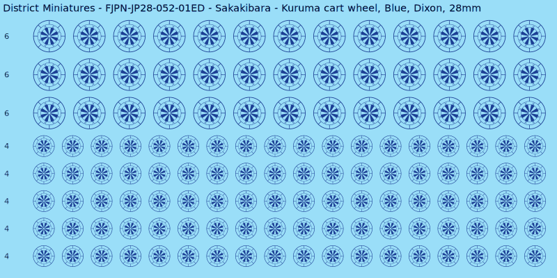 Sakakibara clan mon, Blue waterslide decal sheet, Dixon banner sizes, 28mm